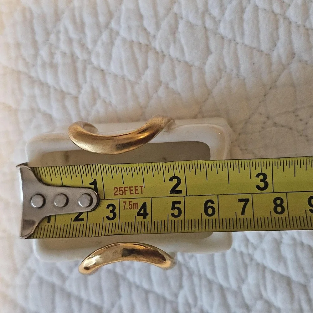 Miniature White Porcelain‎ Shopping Gift Bag Gold Gilded handle Decor bud vase